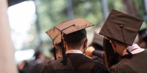 Back view of a graduating student