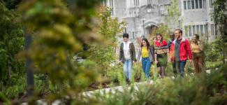 Students walking along Main Mall